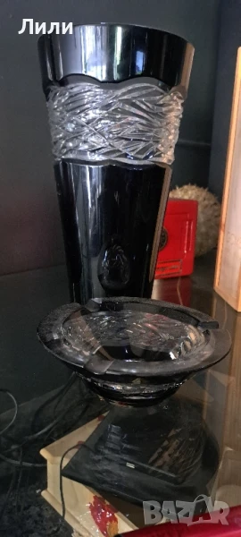 кристална ваза с пепелник, снимка 1