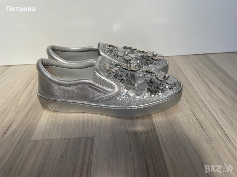 Сребърни кожени маратонки Dior 38 Оригинал, снимка 1
