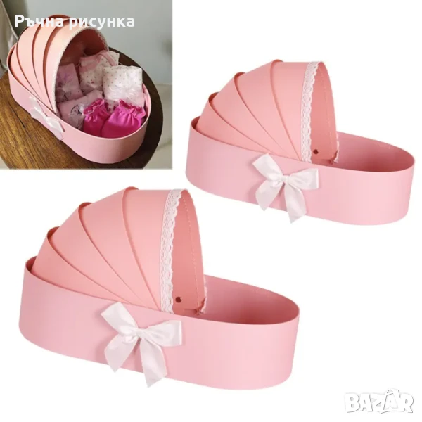 Подаръчна кутия "Бебешко кошче" /2 в 1/ -ДВЕ кошчета, 28 лв, снимка 1