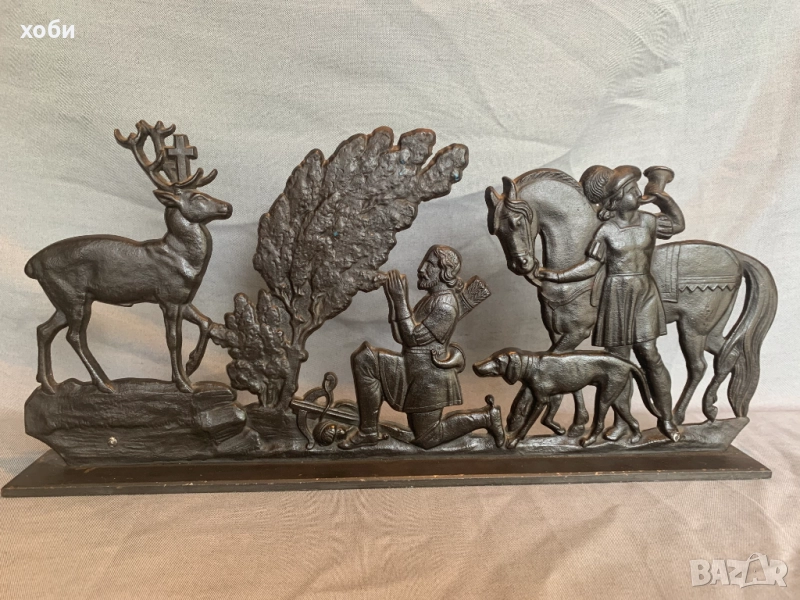 стара чугунена фигура ловни сцени , снимка 1