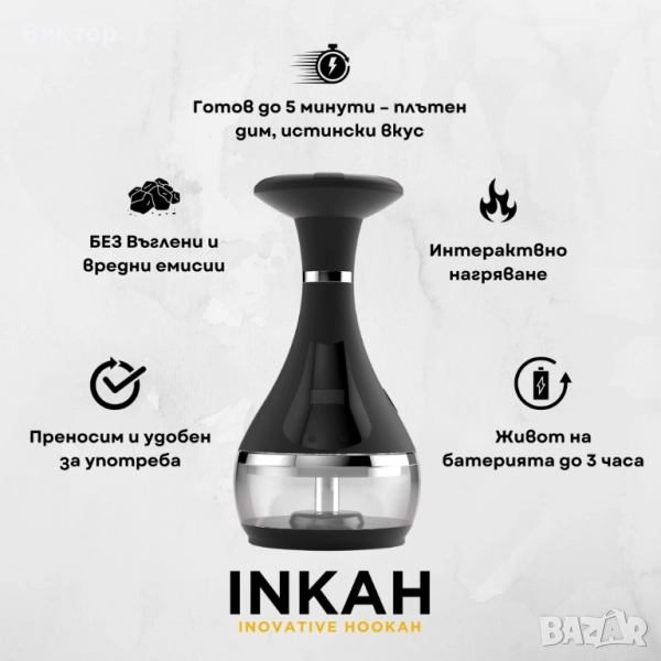 INKAH - Inovative Hookah/Електронно наргиле БЕЗ въглени, снимка 1