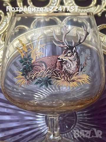 Кристални чаши Ловен мотив, снимка 4 - Антикварни и старинни предмети - 52526183