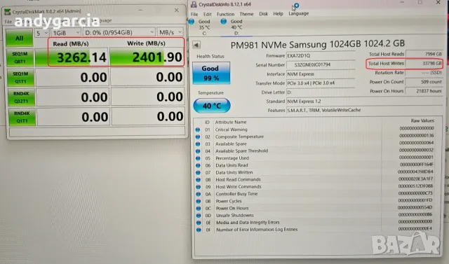 1024GB (1TB) Samsung PM981 NVMe SSD М2 2280 OEM 970 EVO, Read-Write up to 3200-2400 MB/s. disk диск , снимка 3 - Твърди дискове - 56121028