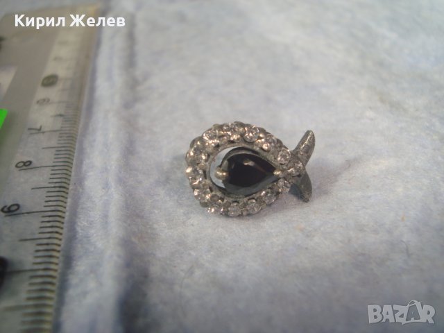 СТАРА СРЕБЪРНА СКЪПОЦЕННА РЕТРО АРТ ОБЕЦА ОКСИДИРАНО СРЕБРО с МАРКАЗИТ и ЦИРКОНИ 32368, снимка 9 - Антикварни и старинни предмети - 38360763