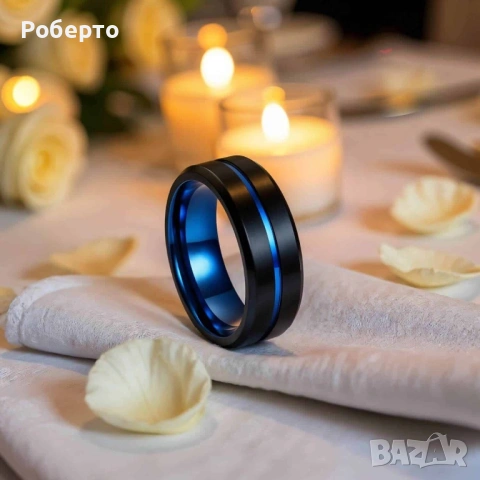 Мъжки пръстен от титан 8мм размер 9, снимка 6 - Пръстени - 53986688