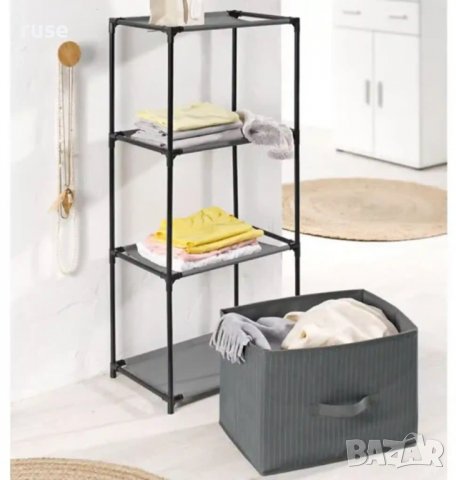 НОВИ! Метален регал етажерка с 3 рафта и кутия за съхранение 43х95х28см, снимка 4 - Етажерки - 39226052