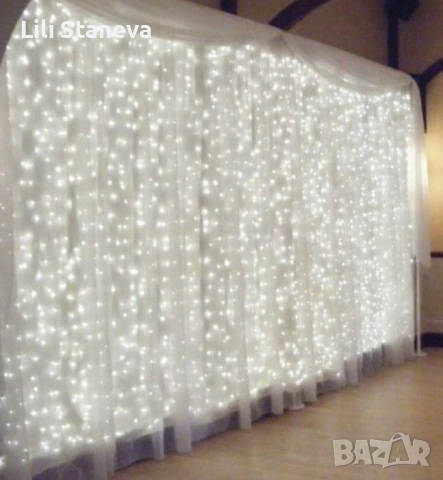 Коледна завеса от лампички / Цветове - Студено бяло, топло бяло, шарено. / 320лед светлини. , снимка 5 - Лед осветление - 52636511