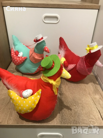 Текстилни кокошки и зайчета, снимка 6 - Изкуствени цветя - 44796475