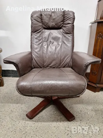 фотьойл,  кресло от естествена кожа със зони за релакс , снимка 1