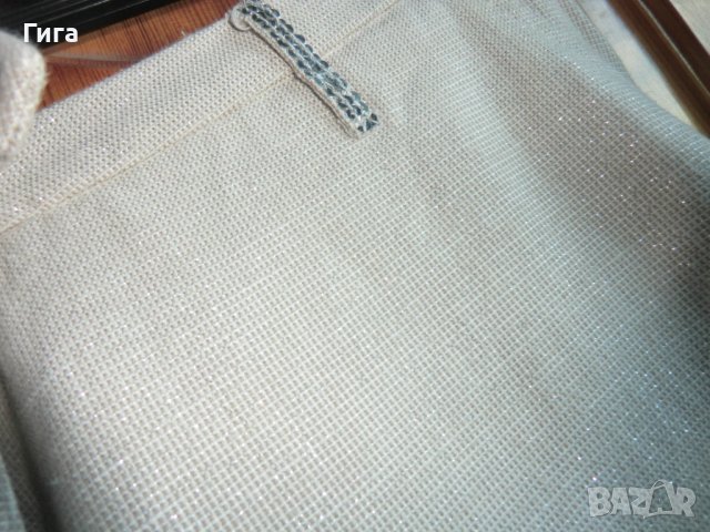 Светъл панталон с блестяща нишка 25%лен, снимка 5 - Панталони - 37036868