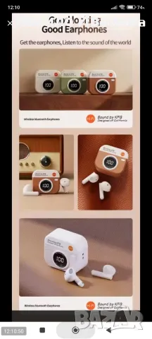 TWS Bluetooth слушалки, зарядна ретро кутийка с дисплей, снимка 2 - Bluetooth слушалки - 49298728