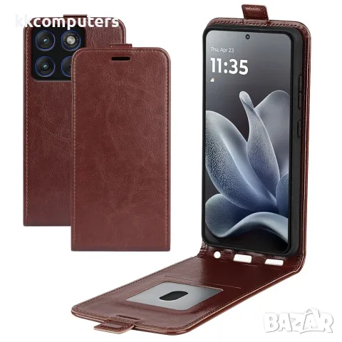 За Motorola Edge 70 Max 5G Вертикален Кожен Калъф със Слот за Карта и Скрийн Протектор – 4 цвята, снимка 4 - Калъфи, кейсове - 55885641