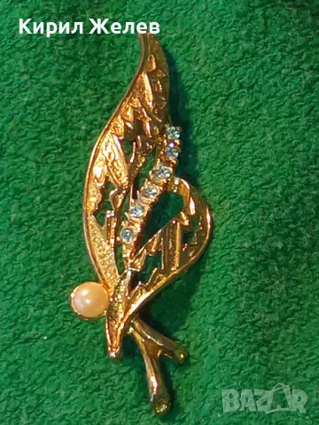 ИЗЯЩНА ФЛОРАЛНА РЕТРО АРТ СТИЛ ПОЗЛАТЕНА БРОШКА с ИСКРЯЩИ КРИСТАЛИ и ПЕРЛИЧКА 42076, снимка 10 - Други - 48734312