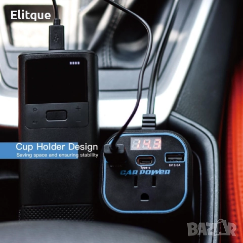 Инвертор преобразувател за захранване,адаптер за зарядно за кола с 3.0A двоен USB и Type-C,12V/24V к, снимка 9 - Друга електроника - 52832226