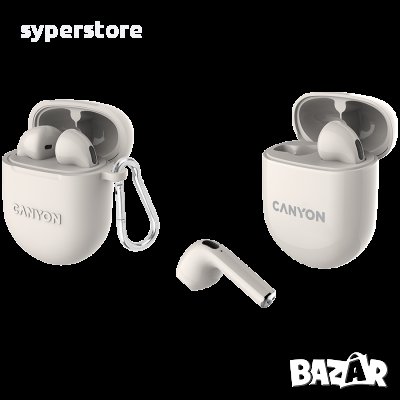 Безжични слушалки тапи, Canyon TWS-6, Бежов, SS301544, снимка 2 - Bluetooth слушалки - 39956892