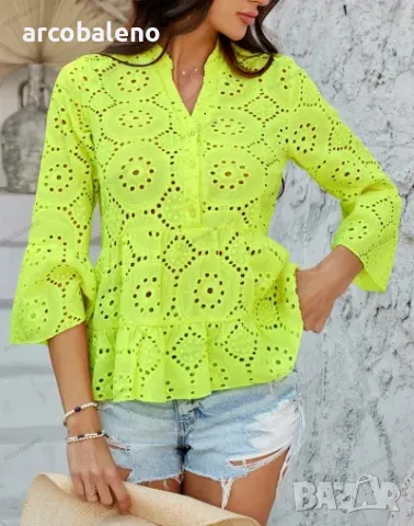 Едноцветна дамска риза с три четвърти ръкав с v-образно деколте, 4цвята , снимка 10 - Ризи - 49904419