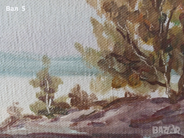 Стара авторска картина , пейзаж - платно , подписана, снимка 5 - Картини - 52788633