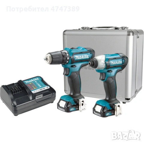 Комплект Makita CLX224X винтоверт DF333D, ударен винтоверт TD110D