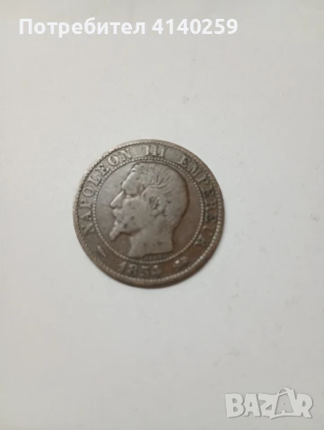 Франция монета 5 сантима 1854 г, снимка 1