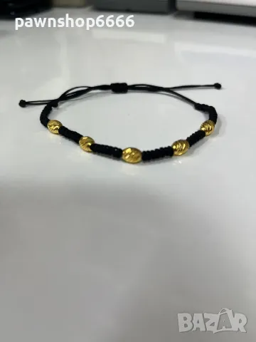 Гривна с конец и златни елементи 14 карата, снимка 3 - Гривни - 49449952