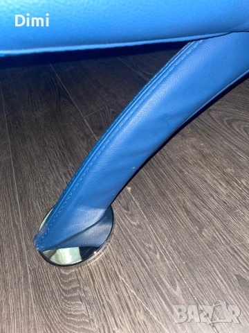 Кожен диван*БЕЗПЛАТЕН ТРАНСПОРТ*Син диван от естествена кожа, снимка 6 - Дивани и мека мебел - 52035676