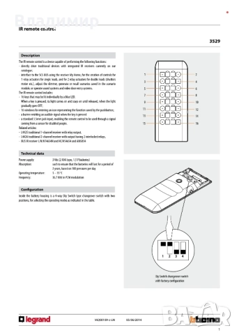 Bticino living 3529 11W23RI дистанционно управление, снимка 7 - Други - 51771399