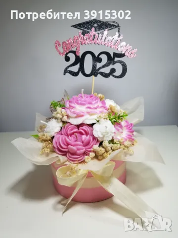 Букет от соеви свещи и ръчно изработени декорации, снимка 8 - Декорация за дома - 49729143