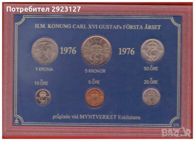 БАНКОВ СЕТ С ШЕСТ МОНЕТИ 1976 ГОДИНА - ШВЕЦИЯ