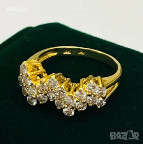 Дамски пръстен жълто злато и брилянти, снимка 2 - Пръстени - 49970778