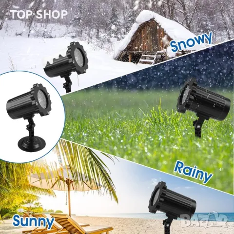 Водоустойчив коледен LED проектор снежинки, снимка 7 - Прожектори - 49520171