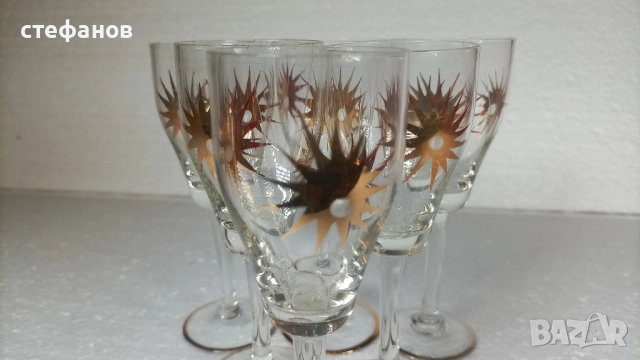 Ретро ракиени класически чашки за ракия, златни шарки, златен кант, 6 бр, 50 мл, снимка 6 - Чаши - 52198168