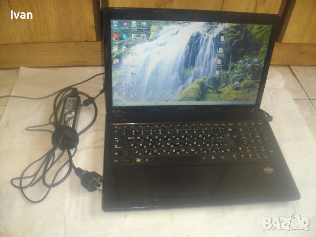 15,6" Lenovo G585-Лаптоп-Работещ Със Счупена Панта-320GB HD-2GB RAM-1,40 GHz-AMD E1-1200-Windows7