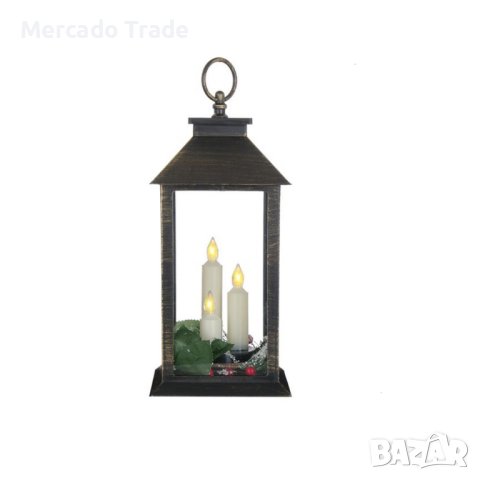 Декоративен фенер Mercado Trade, 3 LED свещи, Бронз