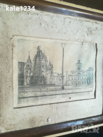 Стара картина. Литография. Графика. Antoni Studzinski. Vintage. , снимка 3 - Антикварни и старинни предмети - 36459053