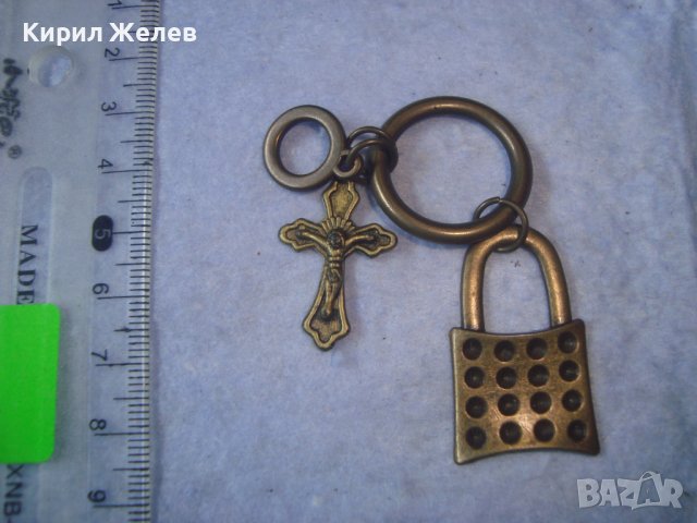 ИНТЕРЕСНА ВИНТИДЖ МЕСИНГОВА АРТ ВИСУЛКА КАТИНАРЧЕ За КЛЮЧОДЪРЖАТЕЛ с КРЪСТЧЕ РАЗПЯТИЕ 27452, снимка 5 - Други - 36950528