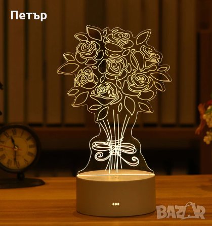 3D LED нощна лампа, коледа, лед лампа, love, коледа, happy birthday, снимка 4 - Настолни лампи - 37442632