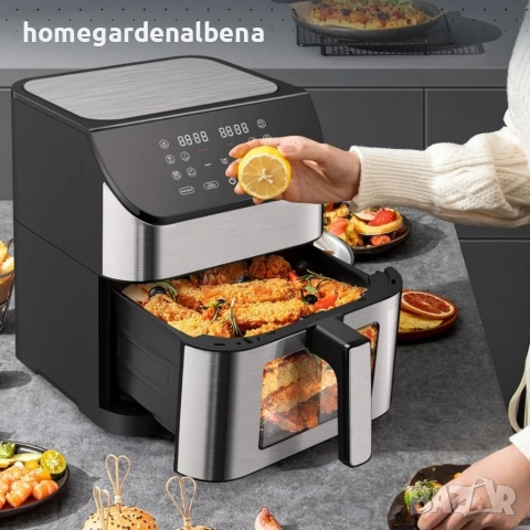 Фритюрник с Горещ Въздух 8L 1800W - 11 Програми LCD, снимка 2 - Фритюрници - 54342749