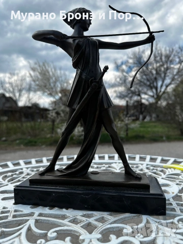 Голяма бронзова Ар Деко скулптура "Диана Ловджийката" – подпис F. Preiss, Bronze Garanti – 3.5 кг