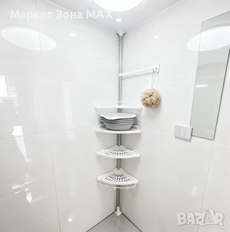 4-Нивна Ъглова Етажерка за Баня – Регулируема, Без Пробиване, Спестяваща Място, снимка 3 - Други стоки за дома - 52928131