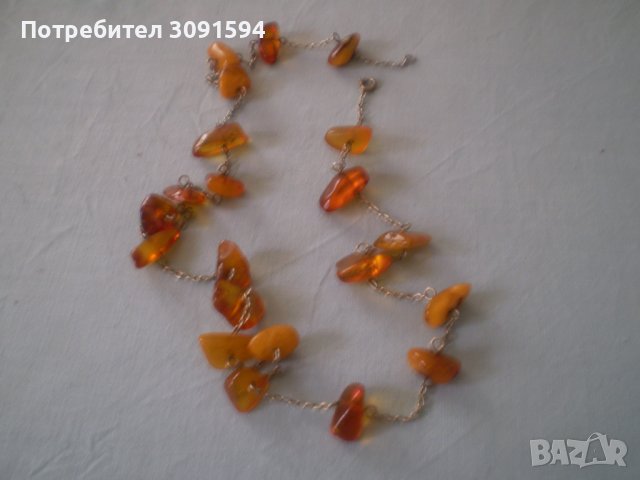 Дамско колие от естествен кехлибар и сребро, снимка 5 - Антикварни и старинни предмети - 36940752