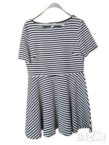 Дамска рокля на райета H&M, 62% памук, 13% полиамид, 2% еластан, L