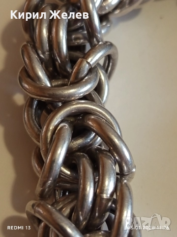 Масивна сребърна гривна Кралска плетка майсторска ръчна изработка 50772, снимка 2 - Гривни - 52984918