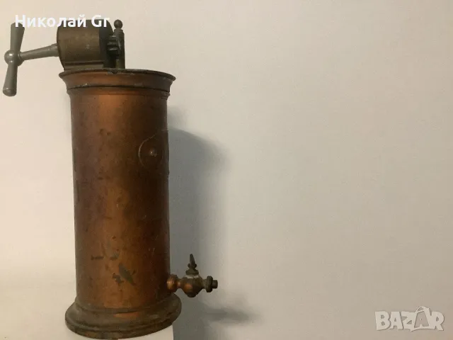 Промивно устройство медицински производство Франция 19 век височина 28 см  метал порцелан, снимка 2 - Антикварни и старинни предмети - 49908771