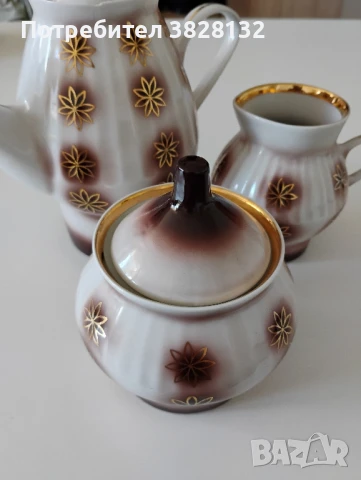 винтидж чайник, захарница и латиера от МФЗ, снимка 3 - Други ценни предмети - 51063457