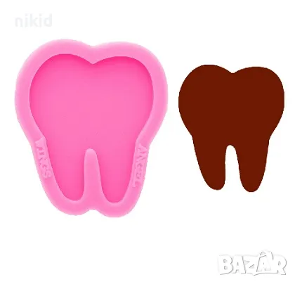 Зъб корен плитък силиконов молд форма фондан украса смола бижу шоколад 