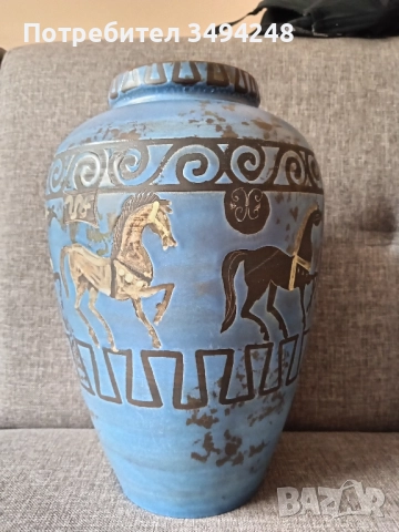 МНОГО РЯДКА XXXL КЕРАМИЧНА ПОДОВА ВАЗА ""ПЕРГАМОН"" ДИЗАЙН НА ХАНС УЕЛИНГ 106 / 1 63 см, снимка 4 - Антикварни и старинни предмети - 47080086