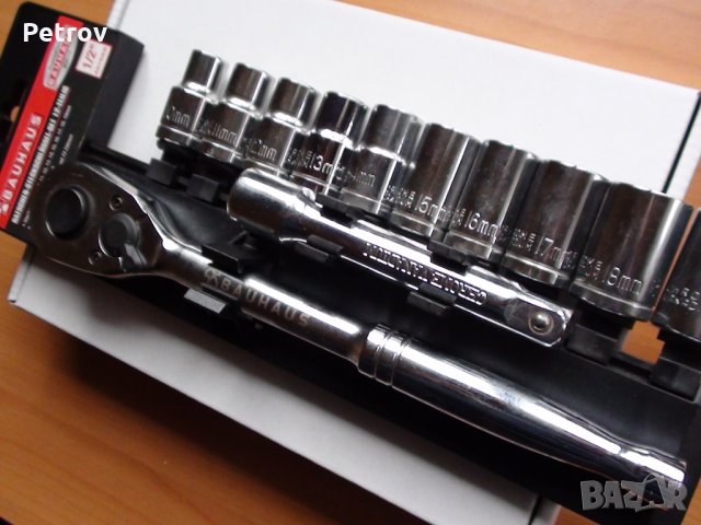 BAUHAUS - 1/2" Качественна Гедория от BAUHAUS DEUTSCHLAND !!! Вложки 10 - 19 mm !!! ЧИСТО НОВА !!!, снимка 6 - Гедорета - 31645482