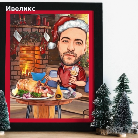 Коледна КАРИКАТУРА + ароматна свещ в бурканче, снимка 7 - Декорация за дома - 52352335