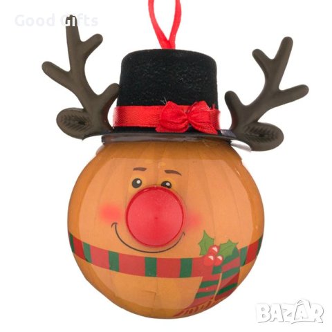 6 броя Комплект коледни топки, Коледен елен, 6.5см