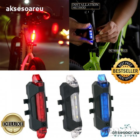 Велосипедни светлини за рамка на колело USB акумулаторна Водоустойчива светлина за планински велосип, снимка 11 - Аксесоари за велосипеди - 38395706